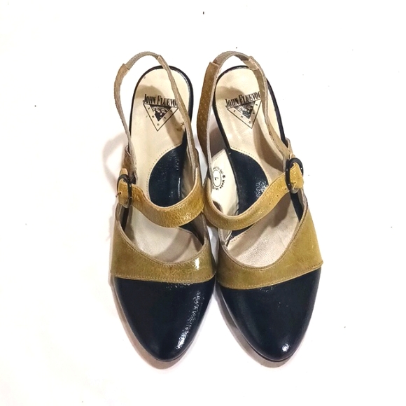 John Fluevog Gold and Black Women's Shoes - Picture 2 of 15